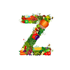 Fresh vegetables and fruits letter Z