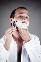 portrait of handsome men for shaving