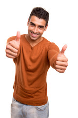 Smiling guy showing thumbs UP