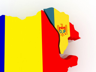 Map of Romania and Moldova.