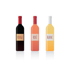 Isolated bottles of wine with label set