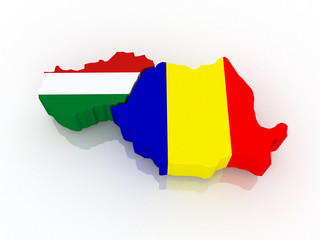 Map of Hungary and Romania.