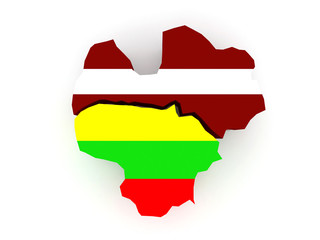 Obraz premium Map of Latvia and Lithuania.