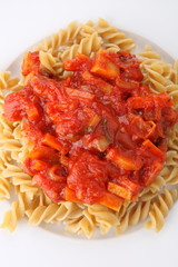 Pasta with tomato sauce with vegetable