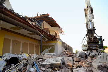 Construction site demolition rubble pile