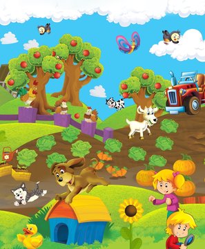 The farm life - illustration for the children
