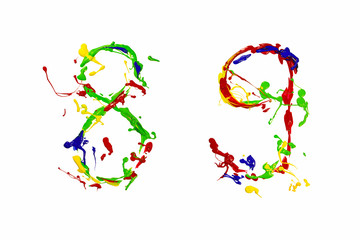Eight and nine painted colorful