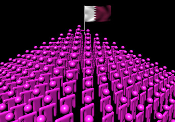 Fototapeta premium Pyramid of abstract people with Qatar flag illustration