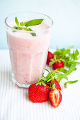 Milk - berry cocktail. Selective focus