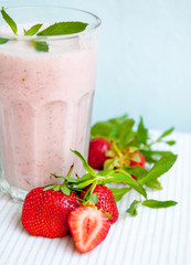 Milk - berry cocktail. Selective focus