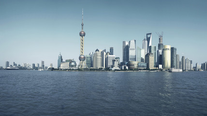 Naklejka premium Lujiazui Finance&Trade Zone of Shanghai skyline at city landscap