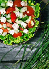 salad with tomato and cucumber.