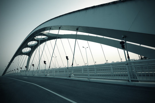 Fototapeta Steel structure bridge night scene