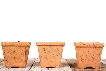 Fototapeta na wymiar Terracotta or clay gardening pots
