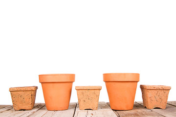 Terracotta or clay gardening pots