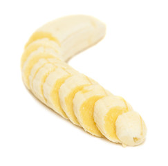 banana slices over white background