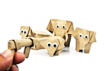 origami elephants recycle paper
