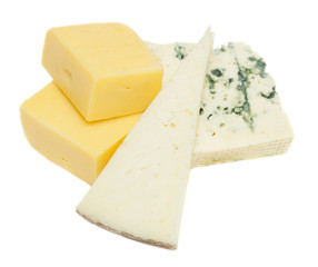 cheese types isolated on white background