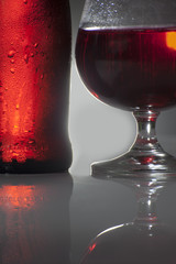 Red wine glass over  background