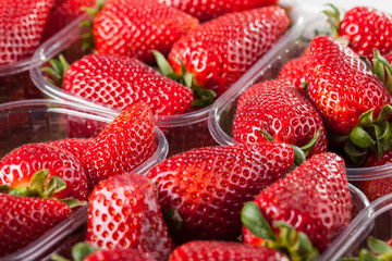 strawberries in a store