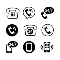 9 icon set - communication, call, phone - obrazy, fototapety, plakaty