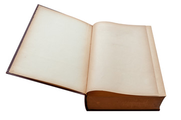 Old open book on white