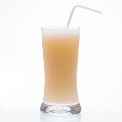 Cantaloupe shake drink in glass isolated