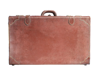 Vintage leather luggage isolated on white background