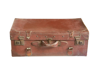 Vintage leather luggage isolated on white background