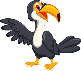 ute toucan bird cartoon waving