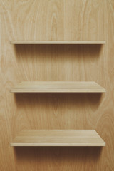 Empty wood shelf