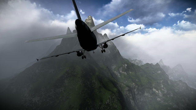 Aircraft falling in the mountains