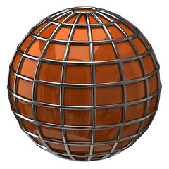 Orange globe isolated on white background