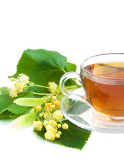 cup of tea and linden flowers