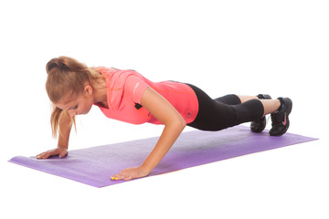 Girl doing sport exercise