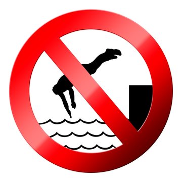 no water jumping sign isolated on white