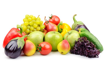 fruits and vegetables isolated on white background