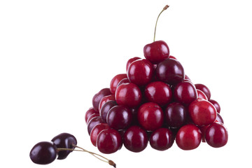 composition of cherries isolated on white background