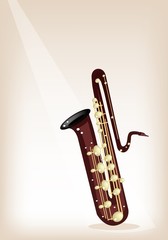 A Musical Bass Saxophone on Brown Stage Background