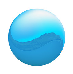 round icon with a water wave, vector illustration