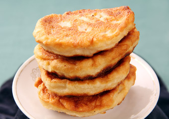 pancakes on a platter.
