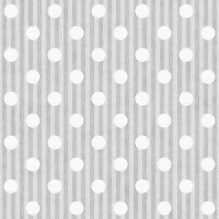 Gray and White Polka Dot and Stripes Fabric Background © Karen Roach