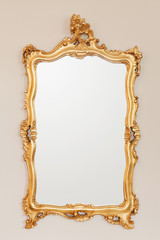 Golden mirror frame - obrazy, fototapety, plakaty