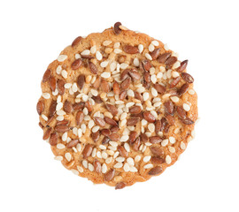 one cookie with seeds isolated on white background