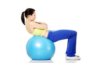 Fototapeta premium Healthy lifestyle woman with pilates exercise ball.