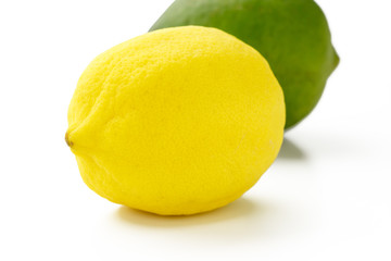 Lemon and lime  on the white background with clipping path