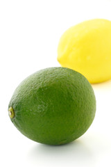 Lemon and Lime on the white background with clipping path