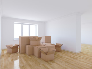 moving boxes in empty room