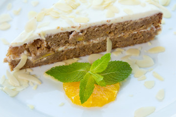 cake on a white dish