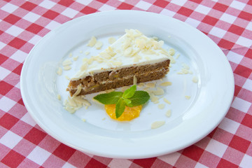 cake on a white dish
